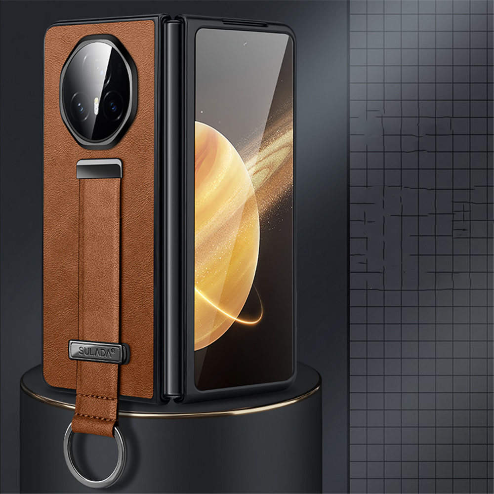 Luxury Wriststrap Stand Leather Case for Honor Magic V6 V5 V3 Metal Ring Holder Stand Protection Cover for Magic V5 MHG-AN00