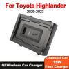 Автомобильный подлокотник для мобильного телефона, беспроводная зарядка, быстрая зарядная плата для Toyota Highlander Kluger XU70 2020 2021 2022 2023