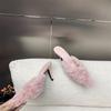 2025 Autumn and Winter New Outer Wear Women's Shoes Slippers Feel Temperament Pointed Head Fluffy Half Drag French High Heels Fluffy Shoes