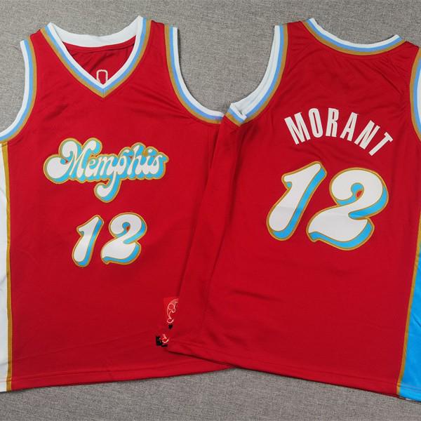 Grizzlies #12 Morant Kids' Red City Edition Basketball Jersey Embroidered
