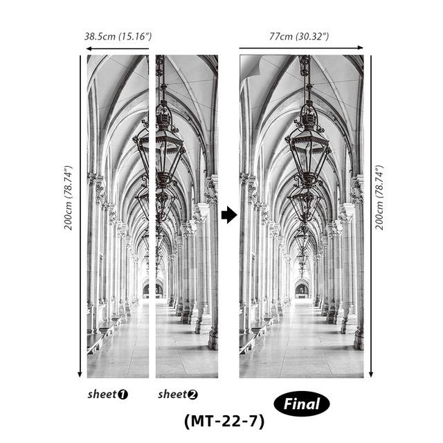 PVC Full Door Stickers Wall Decoration Bedroom Kids Room Cartoon 3D Wallpaper Abstract Line Wardrobe Home Renovation Art Murals