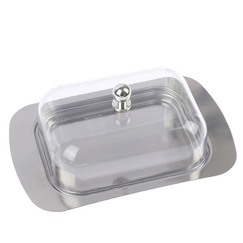 Butter Dish Box Container Cheese Bread Storage Tray With See-Through Lid