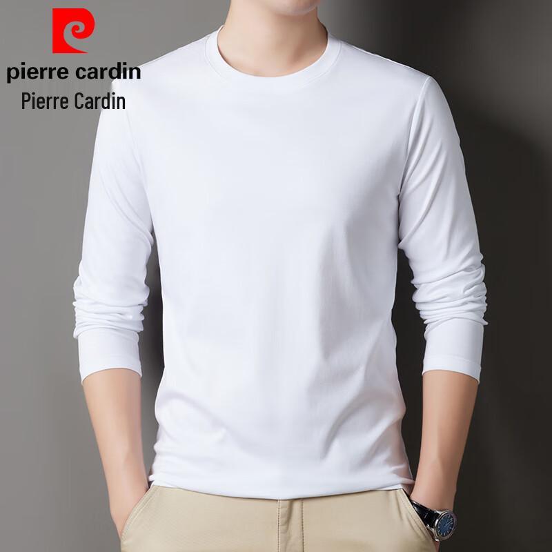 Pierre Cardin Мужская футболка с круглым вырезом и длинным рукавом, 100% хлопок