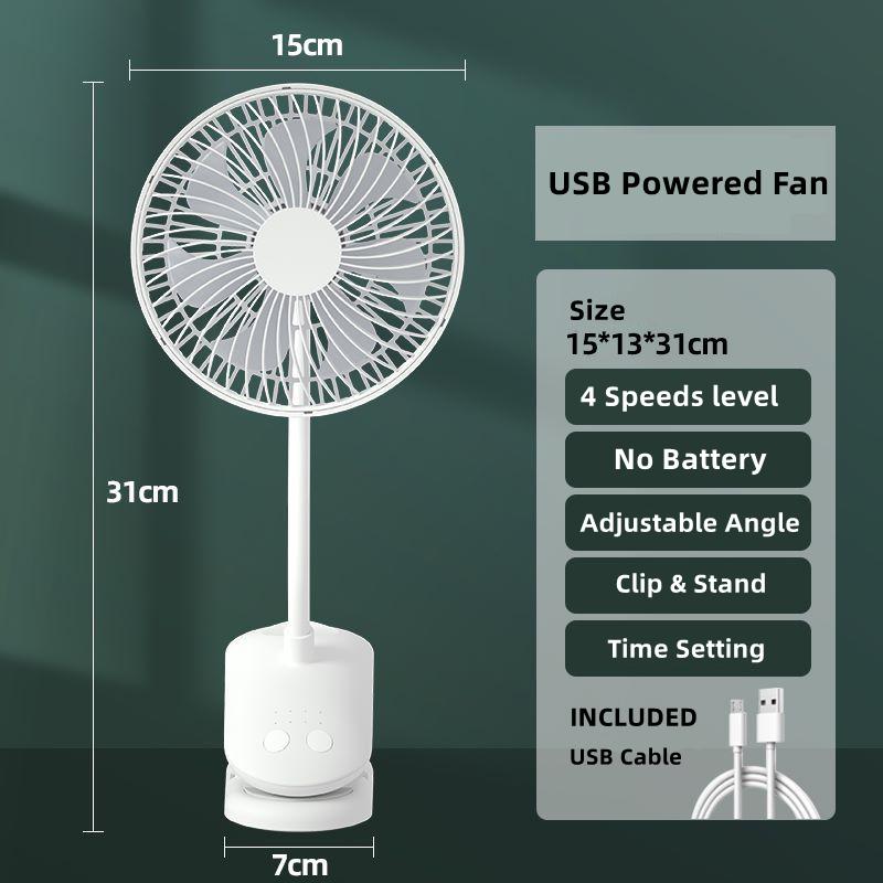 KASYDoFF USB Вентилятор для коляски с функцией power bank, Вентилятор-клипса, Портативный, 4 скорости, Тихий, Мини-настольный вентилятор с клипсой, Вращающийся на 720°, Аккумуляторный вентилятор