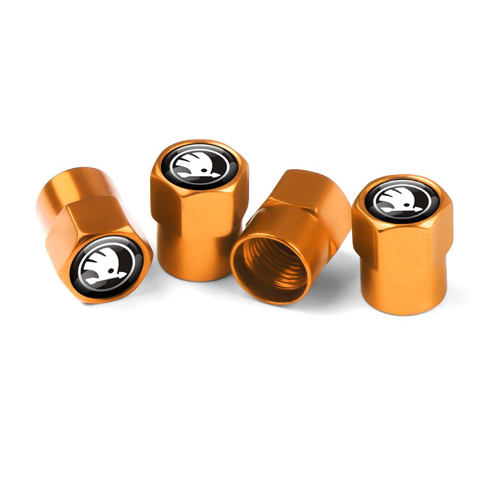 REOY4 4Pcs Car Wheel Tire Valve Caps Air Stem Dust Cover Accessory For Skoda Kodiaq Octavia Enyaq Kamiq Scala Rapid Superb Karoq Yeti