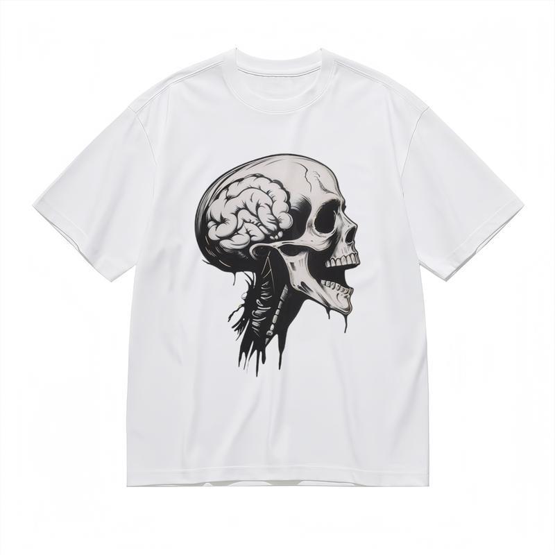 Men's Comfortable Breathable Comfy Classic T-Shirt Skull And Brain Graphic Tee