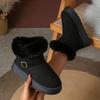 Fashion Fashion Metal Belt Buckle Fur Snow Boots Women 2025 Winter Warm Furry Ankle Boots Fashion Non Slip Thick Bottom Booties Size 42