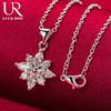 925 Sterling Silver Snowflake Zircon Pendant Necklace Fashionable Wedding Jewelry