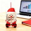 Christmas Glass Straw Tumbler Cute Holiday Themed Sippy Cup for Cocktails Reusable Drinking Coffee Beer Wine