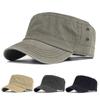 High Quality Washed Cotton Flat Top Hat Casual Military Caps Men Women Cadet Army Cap Unique Design Vintage Adjustable
