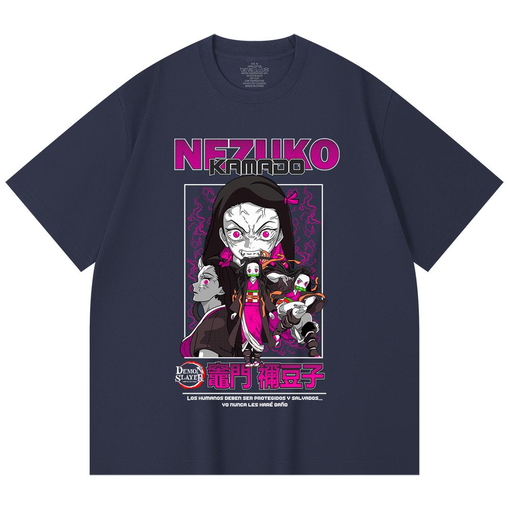 230 Gsm 100% Cotton Demon Slayer V55 Nezuko Print Unisex Heavy Cotton T Shirt