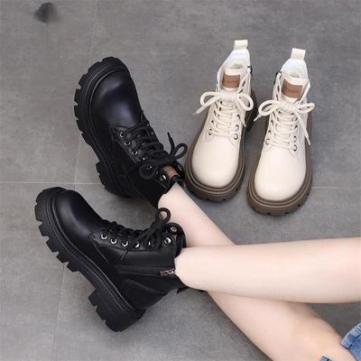 Женские ботинки Мартин в британском стиле 2025 года из кожи на толстой подошве - увеличивающие рост, стройнящие короткие ботинки для весны и осени.