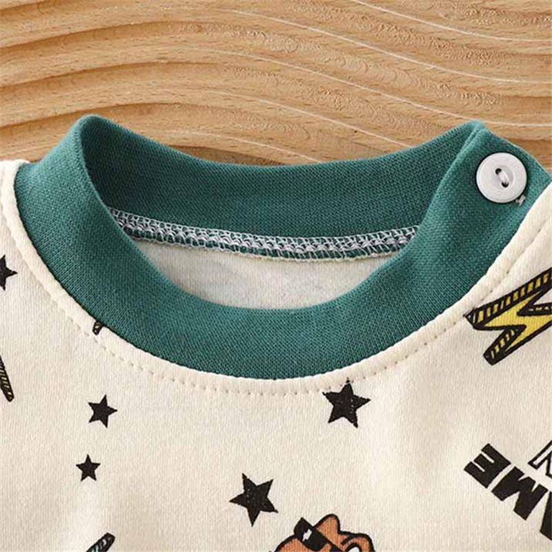 Мультяшный детский комплект нижнего белья из 100% хлопка для мальчиков и девочек, термопижама, мягкий топ с длинным рукавом и брюки, уютная домашняя одежда и одежда для сна