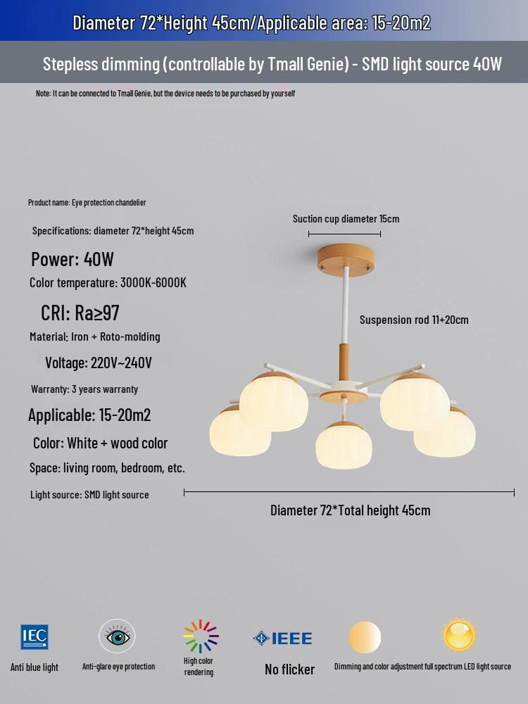 Скандинавская современная светодиодная деревянная люстра – Японский стиль, удобный для глаз дизайн птицы для гостиных и ресторанов