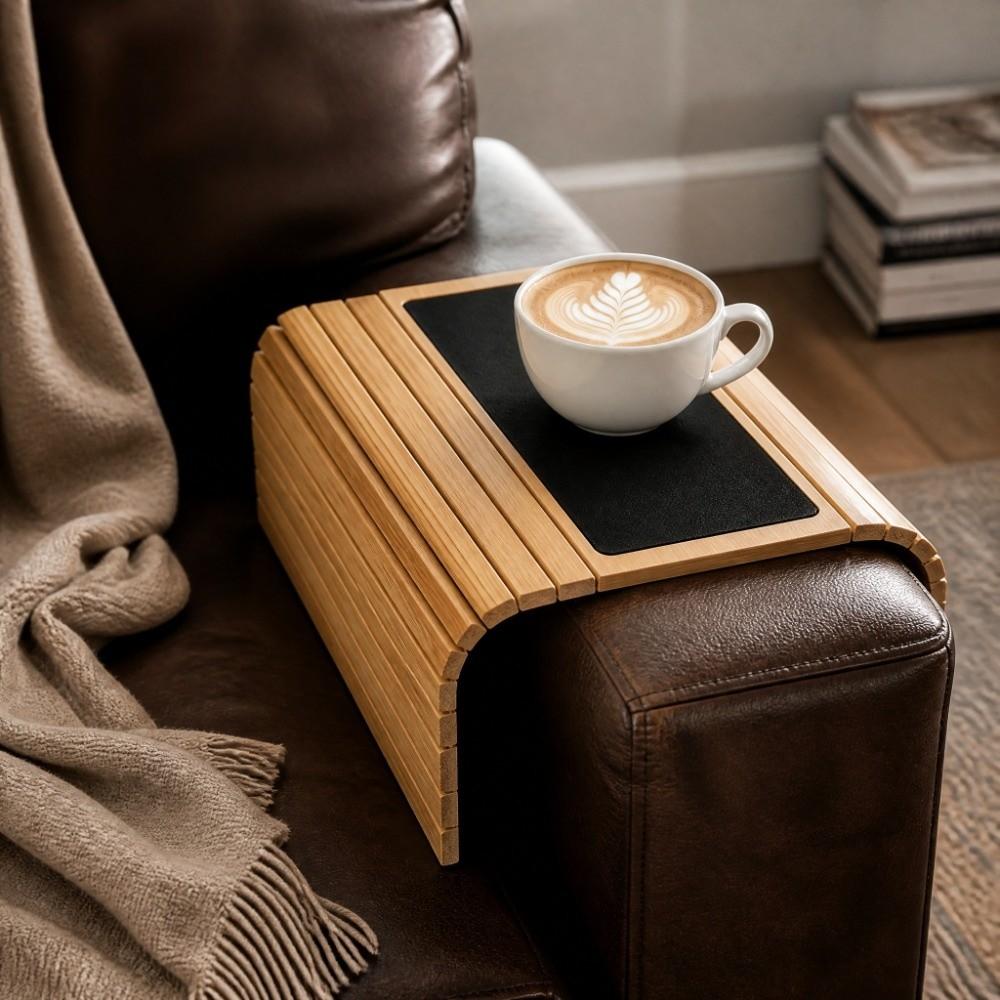Solid Wood Couch Armrest Tray Table Rectangular Cake Fruit Plate Sofa Armrest