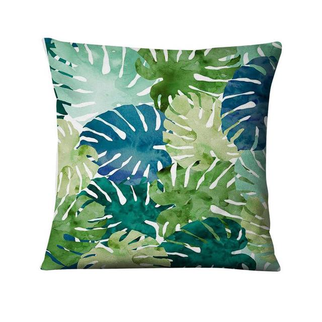 Green Plant Printed Cushion Decorative Pillow Tropical Palm Leaf Home Pillow Decoration Almofadas Decorativas Para Sofa 45*45Cm