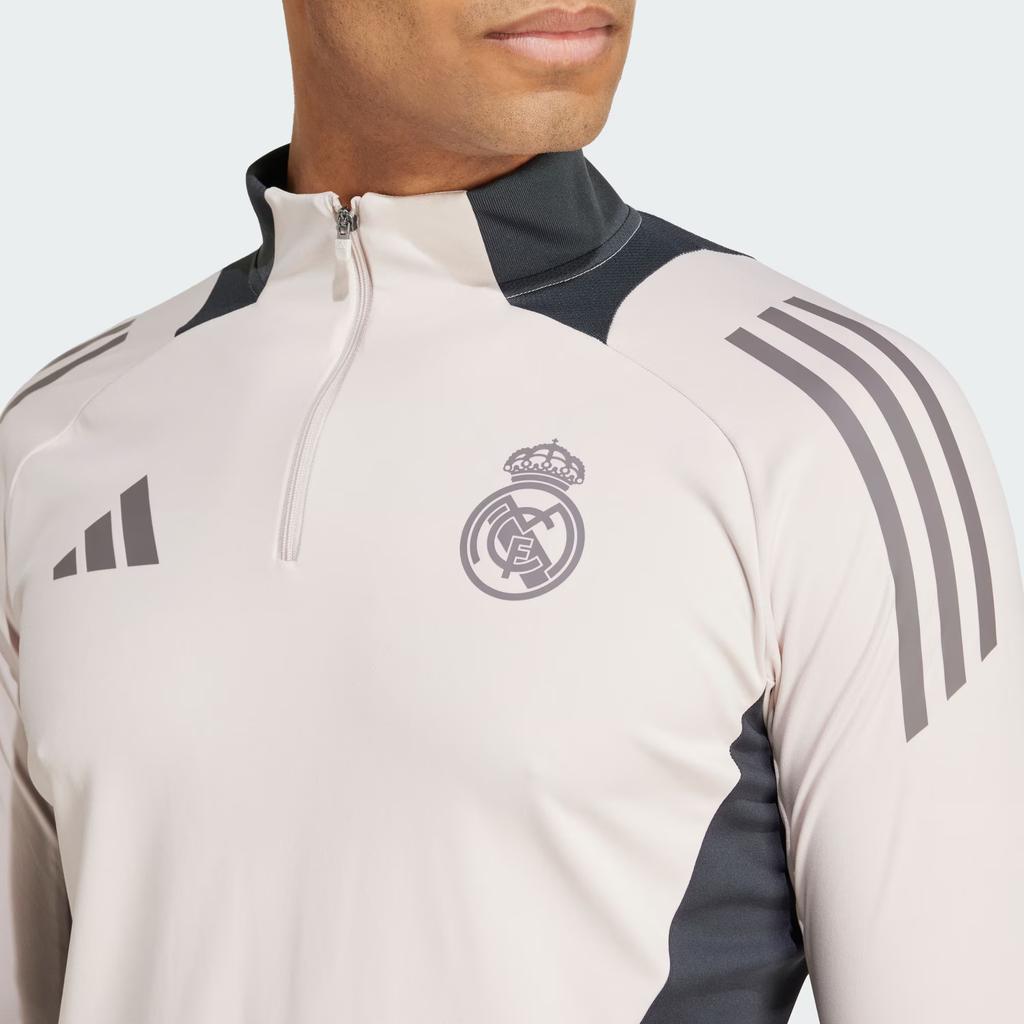 Adidas Real Madrid Tiro 24 Competition Aeroready Logo Striped Print Stand Collar Pullover Comfortable Slim Fit Long Sleeve Football Shirt IT5133