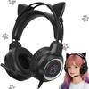 YIK TUNG Игровые проводные наушники с кошачьими ушками, 40 мм, RGB, USB, мягкие защитные, превосходный звук, регулируемые, милые, совместимые с и языком, новые японские