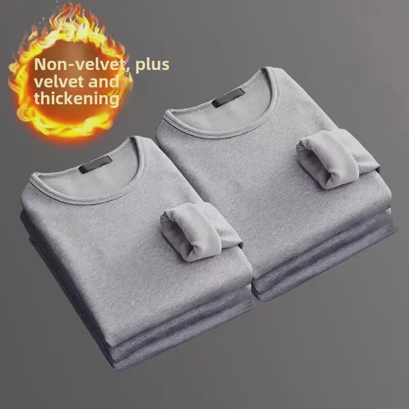 Мужская теплая однотонная рубашка с длинным рукавом 2024 года — осень/зима, на флисовой подкладке