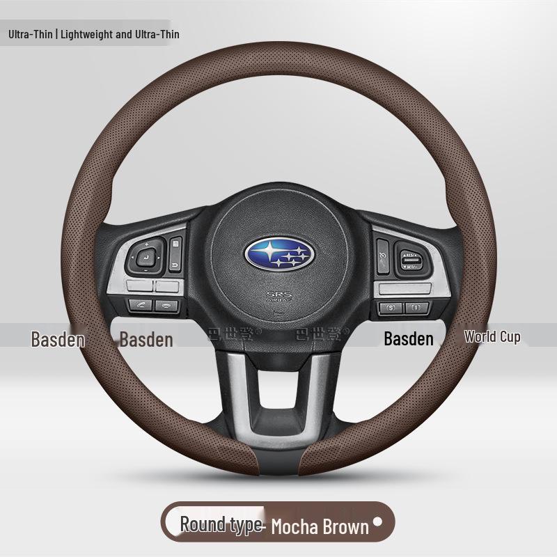 Genuine Leather Steering Wheel Cover for Subaru WRX, Crosstrek, XV, Forester, Outback, Levorg, BRZ