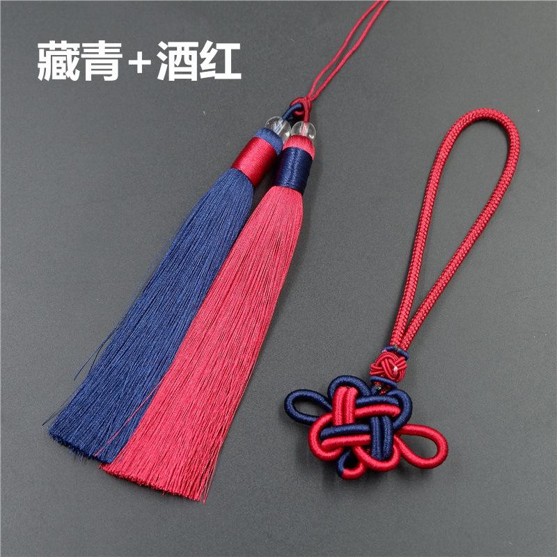 Двухцветная кисточка с китайским узлом, кисточка против морщин в китайском стиле, кисточка с китайским узлом, подвеска в этническом стиле, ухо из ледяного шелка.