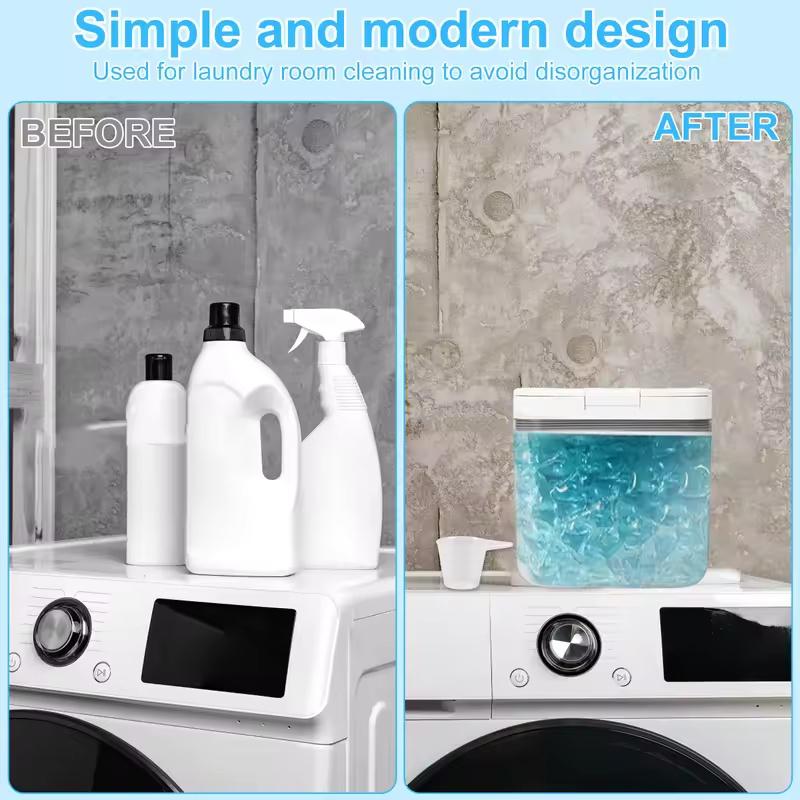 Контейнер для капсул для стирки 2,8 л Прозрачный ящик для хранения с крышкой Автоматический выдвижной герметичный чехол для капсул для стирки для спальни кухни