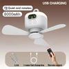 Домашний потолочный вентилятор с 3 скоростями, регулируемый, 8000 мАч, портативный уличный вентилятор для кемпинга, беспроводной потолочный вентилятор с дистанционным управлением и ночной подсветкой