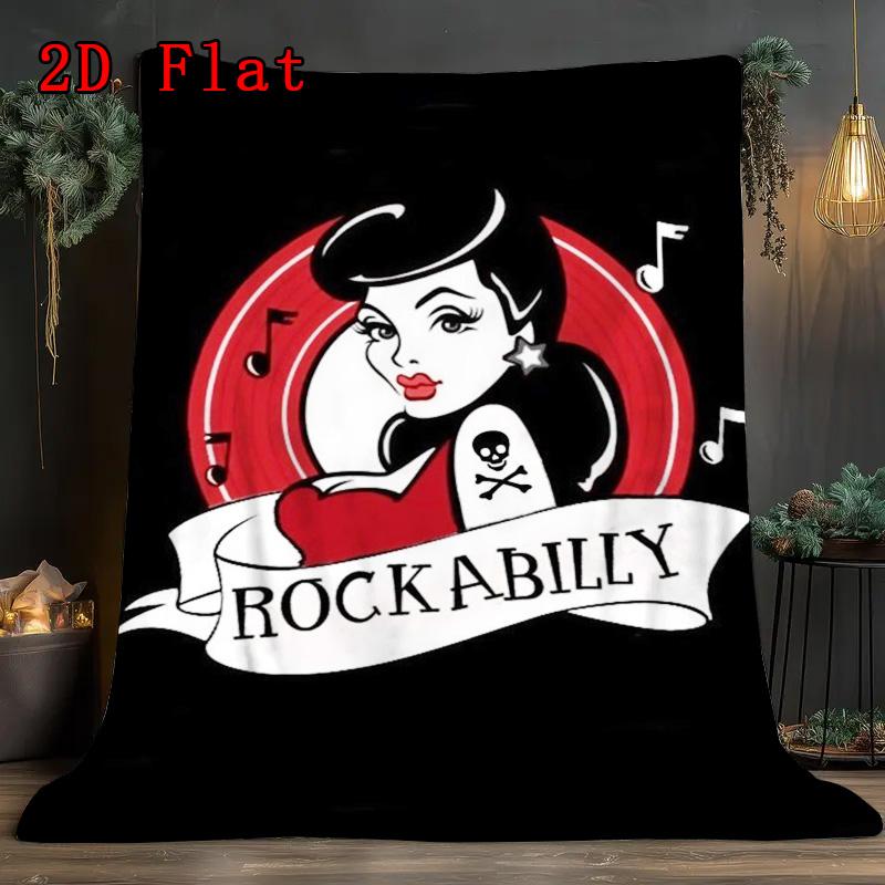Retro Rock Poster 2D Flat Pattern Flannel Blanket High quality All Seasons Warmth and Comfort Perfect for Christmas Gifts.SMT0917544