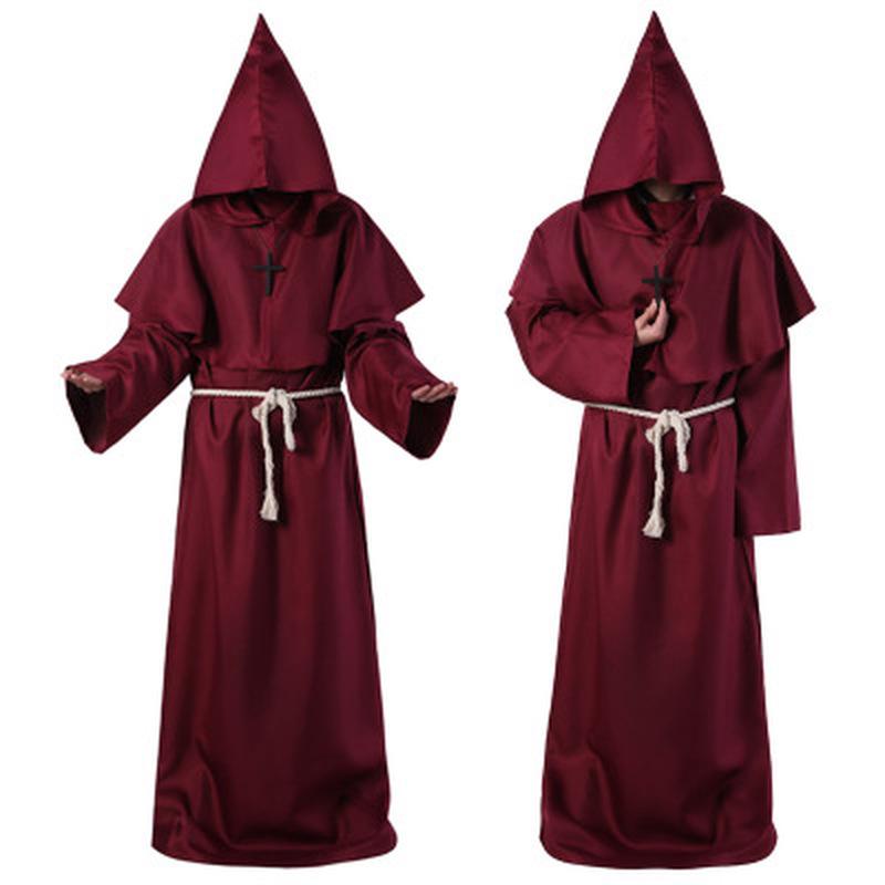 Wizard Costume Cosplay Medieval Monk Friar Robe Priest Costume Ancient Clothing Christian Suit