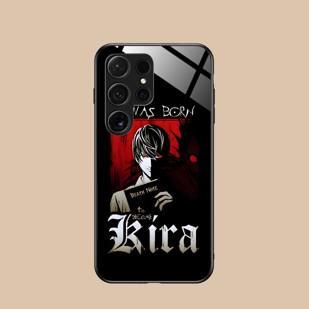 Чехол для мобильного телефона Death Note Кира Лайт для Samsung Galaxy S26 S25 S24 S23 S22 S21 S20 Note20 Plus FE Ultra Стеклянный Цветной Чехол