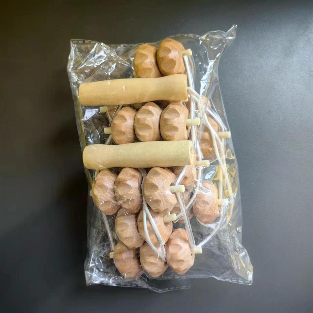 Beech Wood Manual Meridian Massager Roller for Shoulder and Back
