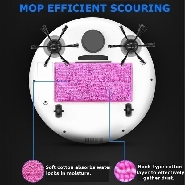 Новейшая технология 3-в-1 Автоматический робот-подметальщик 1800 ПА Сильное всасывание Умный очиститель пола Перезаряжаемый Умный робот-подметальщик Сухая влажная уборка
