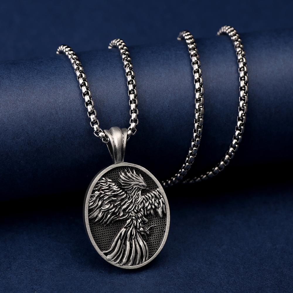 Модное Хипстерское Ретро Ожерелье с Подвеской Феникс Мужское Ожерелье из Титановой Стали в Стиле Хип-хоп Простое Панк Украшение