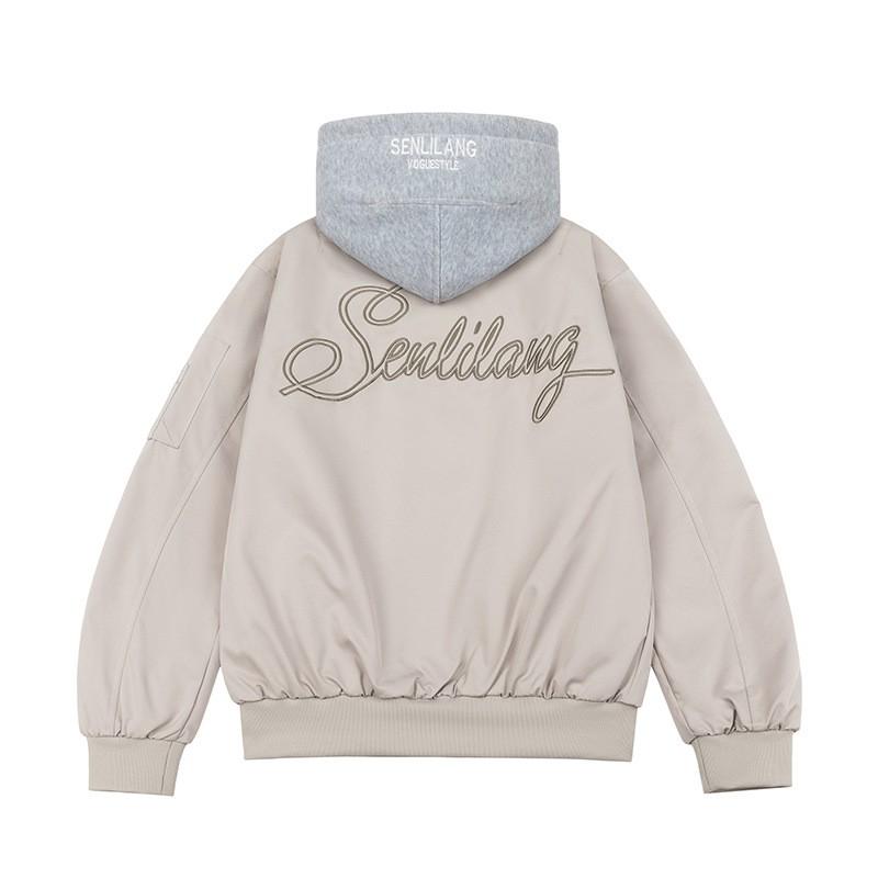 Mens Oversized Retro Baseball Jacket With Embroidered Letters Warm Thickened Cotton-Padded Outerwear Fall Winter