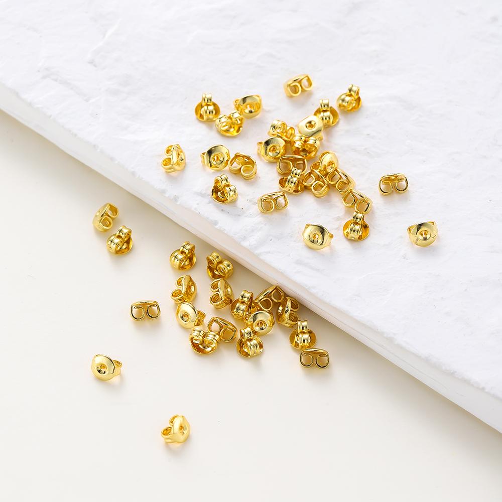 50pcs/lot 14k 18K Gold Earing Back Stoppers Earing Plug Studs Base Setting For DIY Fashion Jewelry Making Accessories Supplies
