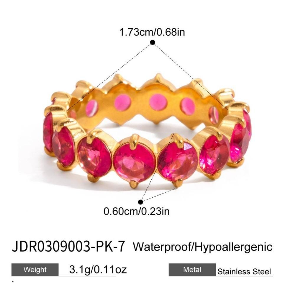 Purple Zircon Ring Rose Red Stackable Ring Fashion Stainless Steel Ring  Simple Design