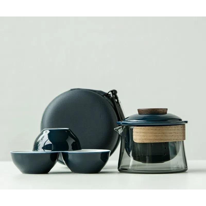 1 Bowl 3 Cup Zen Teapot And Tea Cup Set Kit Household Tea Making Travel Set Outdoor Portable Bag Chinese Tea Set Supplies