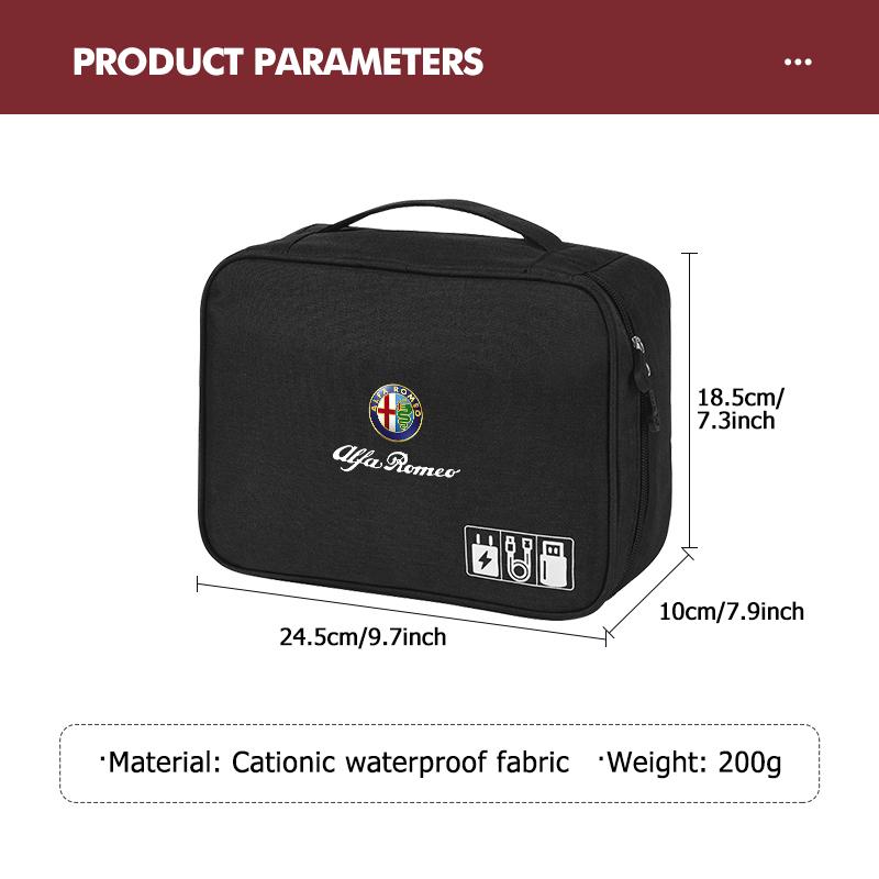 2026 Hot Alfa Romeo Large Capacity Car Storage Digital Data Cable Organizer Bag Auto Accessories For Alfa Romeo Giulietta GT 159