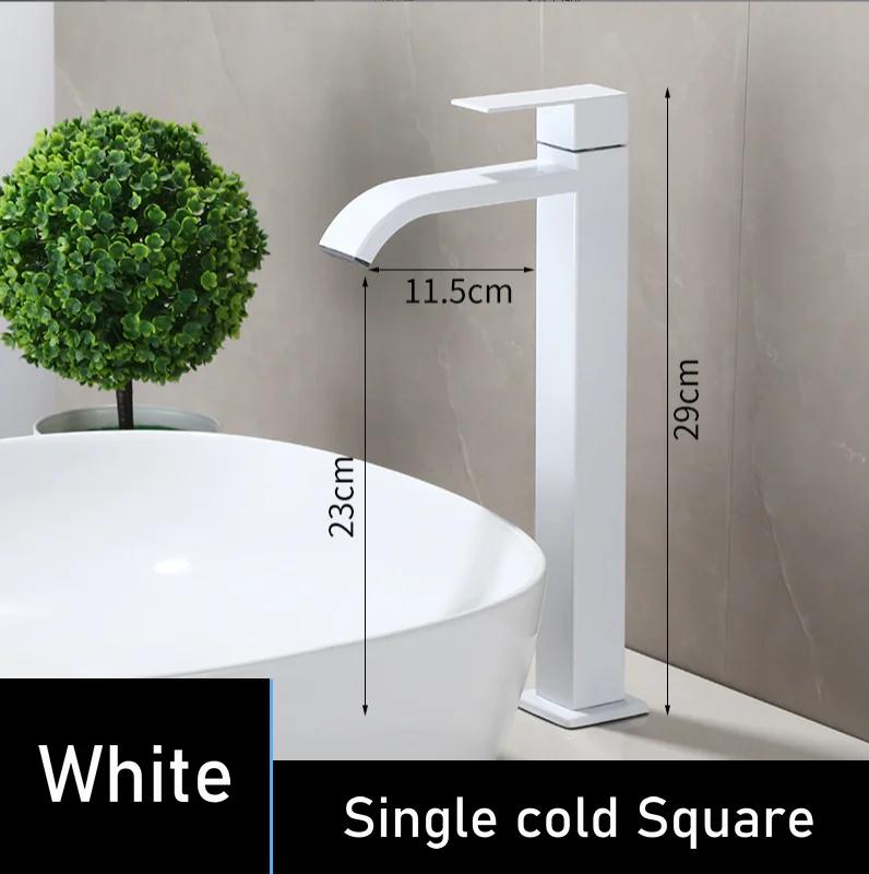 black stainless steel Single Cold Faucet Black Paint Operation Bathroom Basin Tap High Faucets