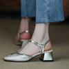 Fashion Baotou Women Chunky Square Toe Shoes Autumn Fashion Sexy Sandals 2024 New Trend Dress Shoes Pumps Slingback Casual Female