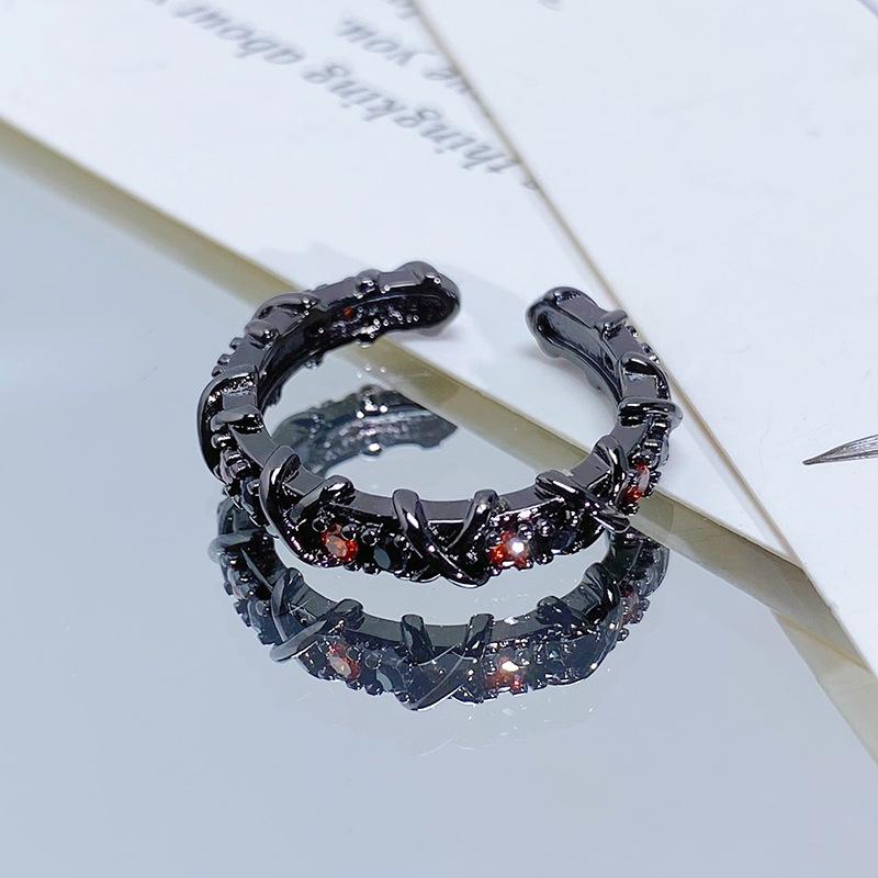 Halloween Retro Dark Spider Crow Open Ring Personality Niche Punk Stacking Wearing Trendy Cool Ring Girl