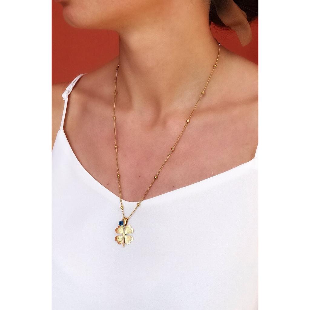 4-листный клевер, длинная стальная цепь из ячменя 316l (60см)