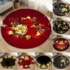 Bedroom Living Room Rug Anti-Slip Area Rug Gold Rose Pattern Round Floor Mat Kitchen Corridor Running Rug