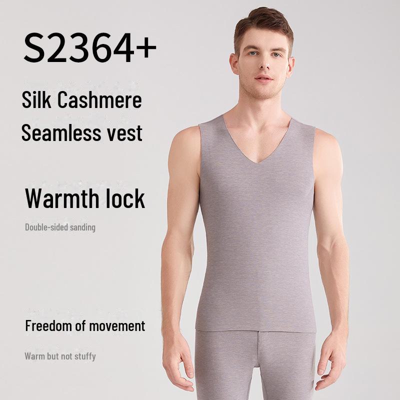 Бесшовный мужской антибактериальный бархатный теплый жилет класса А