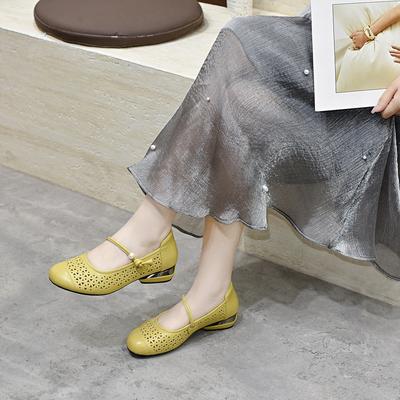 Женские туфли Мэри Джейн на плоской подошве с круглым носком, весенне-летние новинки, туфли с вырезами на одном ремешке, женские ленивые туфли