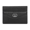 Металл Палладий Логотип Double G Кожаный Держатель для карт Мужской Держатель для карт Черный 734999-DJ20N-1000