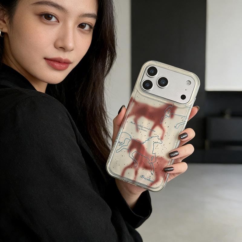 Модный корейский чехол Красная Лошадь для iPhone 17 Pro Max Air 2026 к Новому году 16 Pro