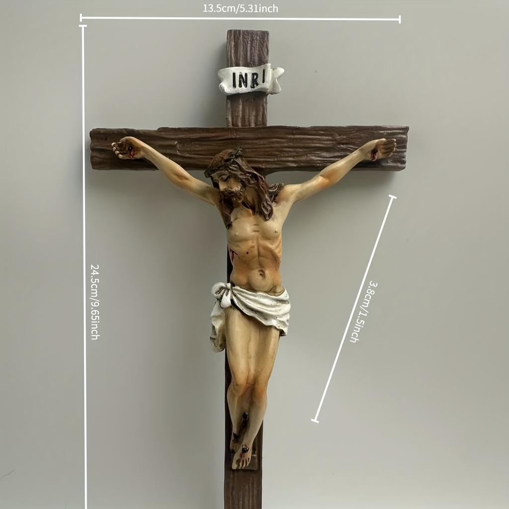 Traditional Cross Wall Hanging - Resin Statue of The Cross - Suitable for Christmas, Easter, and New Year Seasonal Religious Home Decorations
