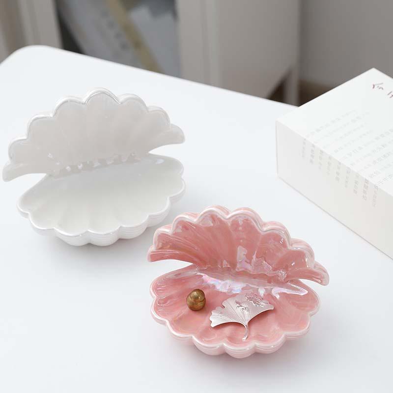 Ceramic Shell Jewelry Plate Earring Jewelry Storage Plate Display Plate Dressing Table Home Creative Handicraft Small Ornaments