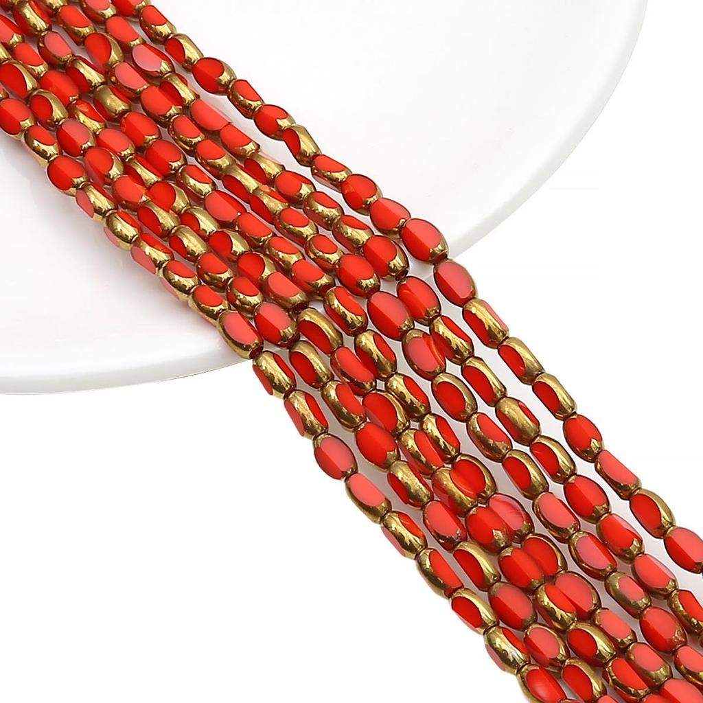 Овальные ограненные стеклянные кристаллы с золотистой окантовкой, в форме рисовых зерен, для изготовления украшений